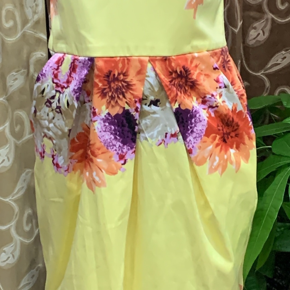 le chateau Yellow Strapless Floral Fit & Flare Dress - Picture 3 of 6